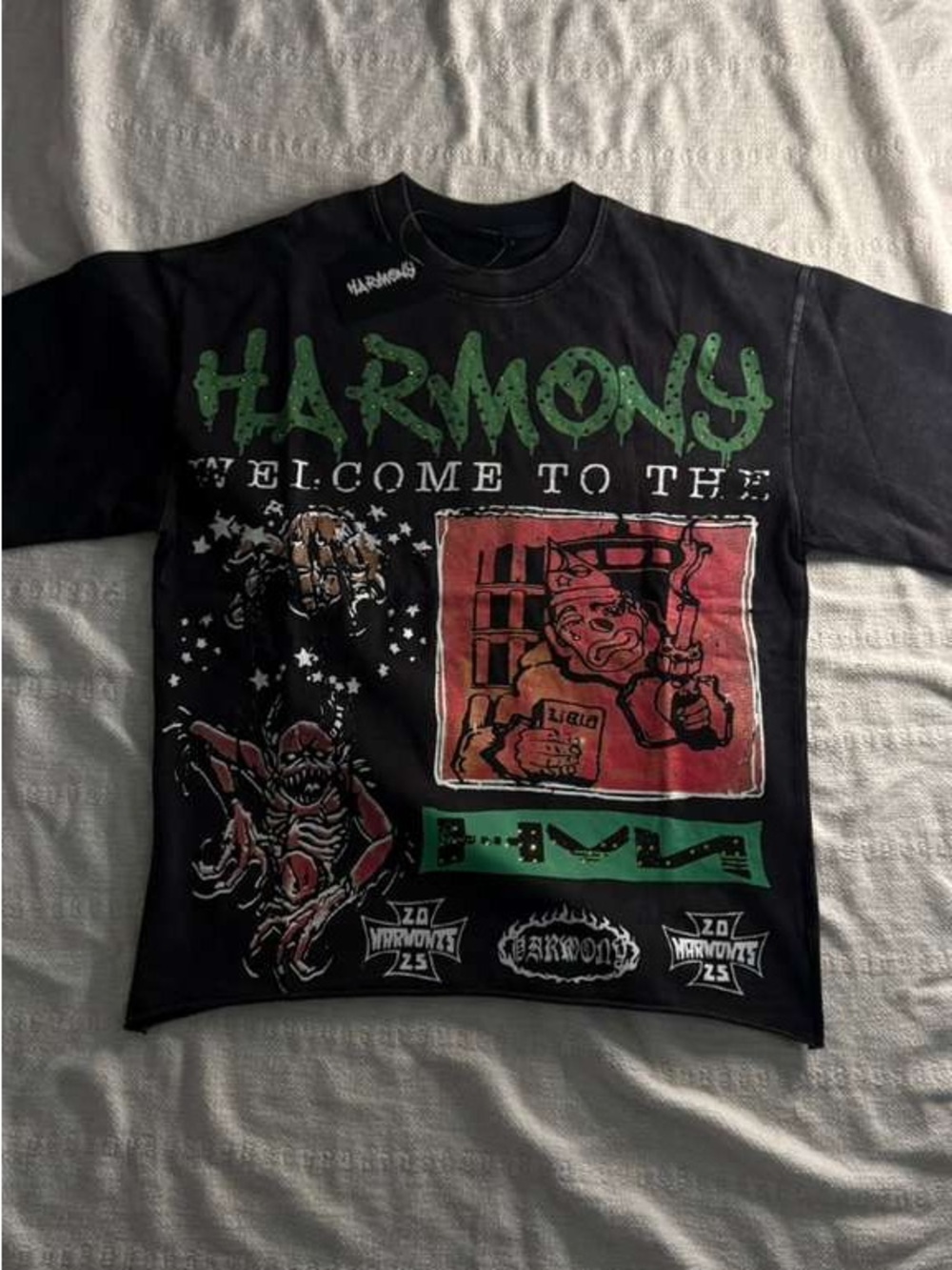 Harmony Graphic Short Sleeve Tee in Black with Green and Red Print